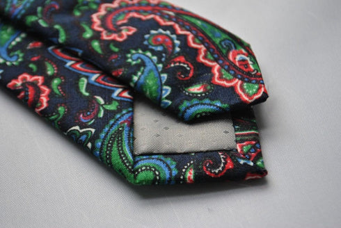 black and multicoloured paisley linen tie